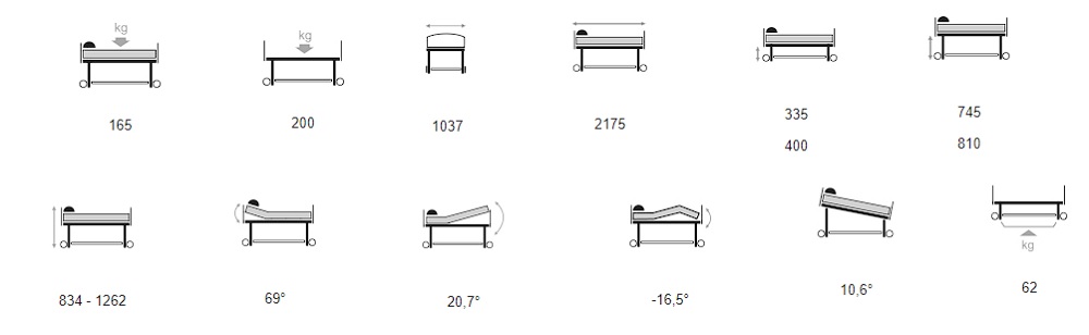 dane techniczne łóżko club vario D (zabudowane szczyty) vermeiren